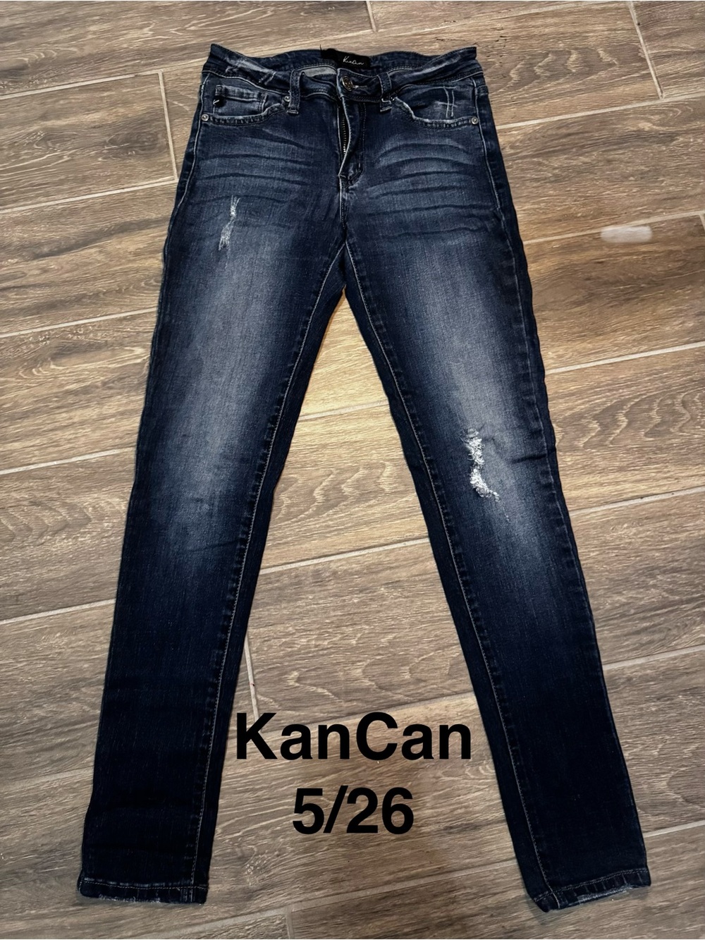 KanCan Women's Dark Indigo Skinny Jeans with Subtle Distressing